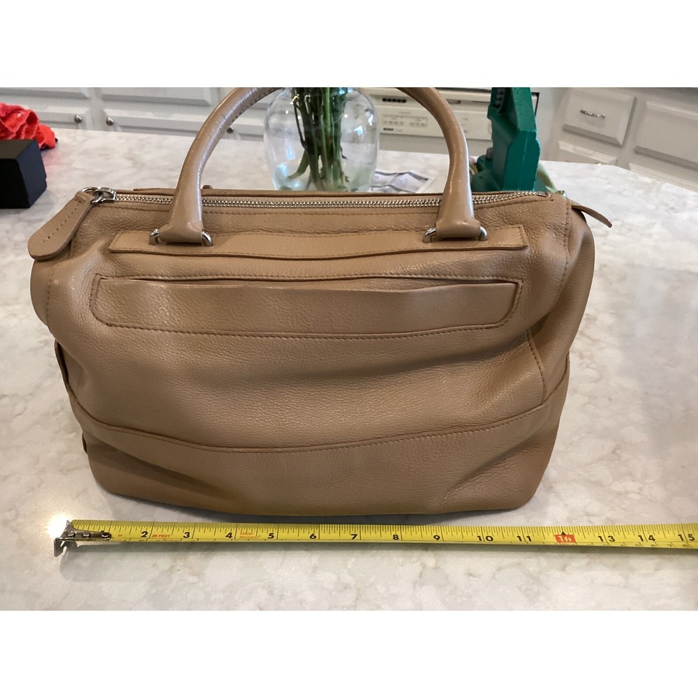 Furla Leather Satchel Top Handle Bag Designer Purse Handbag Tan - Picture 2 of 8
